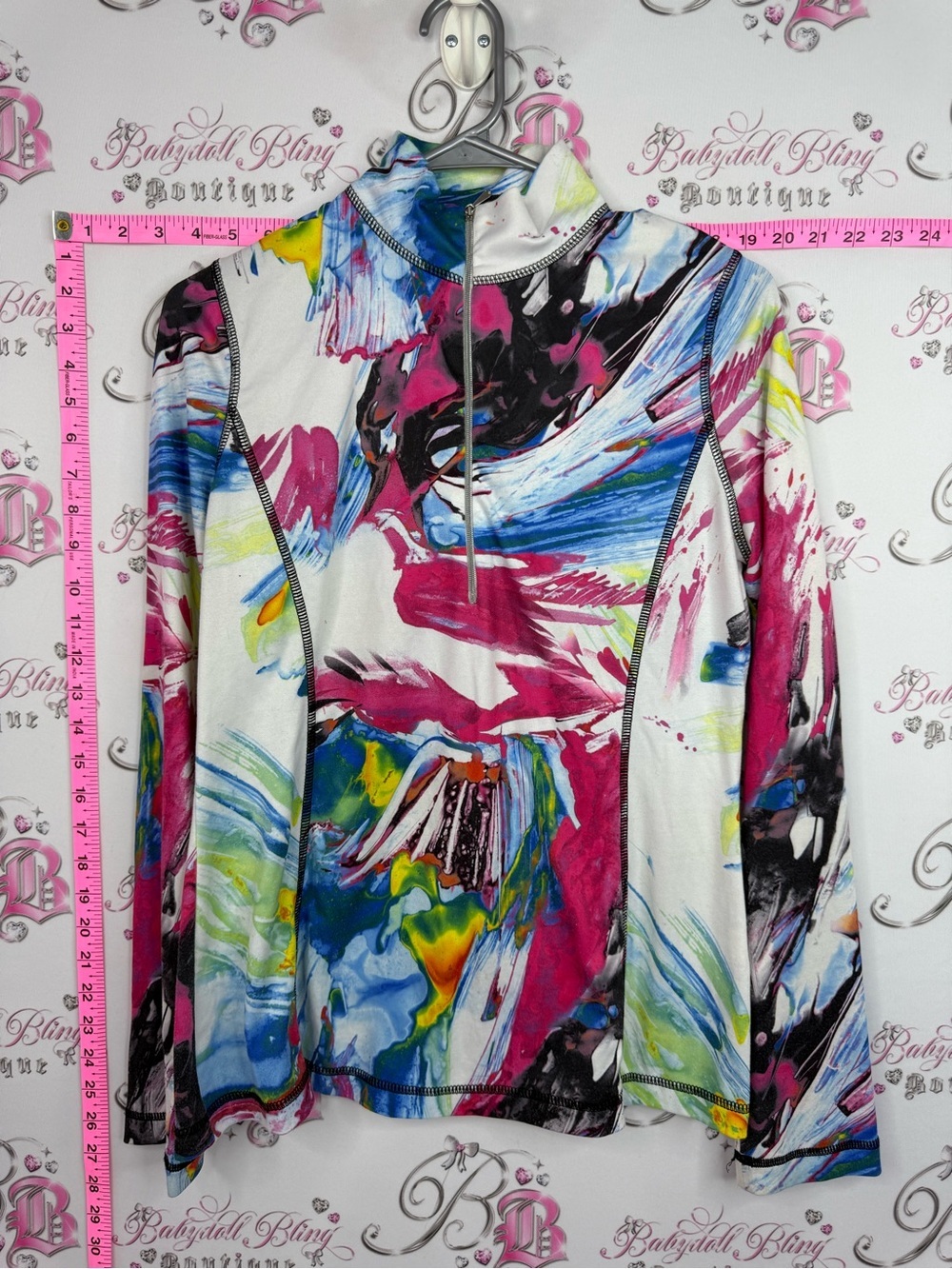 SNO SKINS sweater Women’s Abstract Print Half-Zip Pullover - Pink Multi